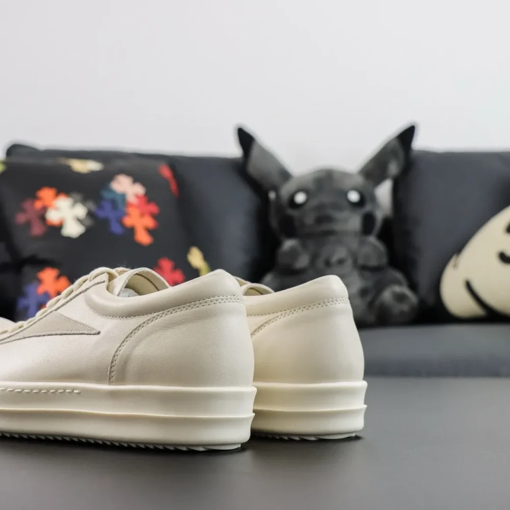 Rick Owens Cowhide White Low-Top Sneakers - etkick reps