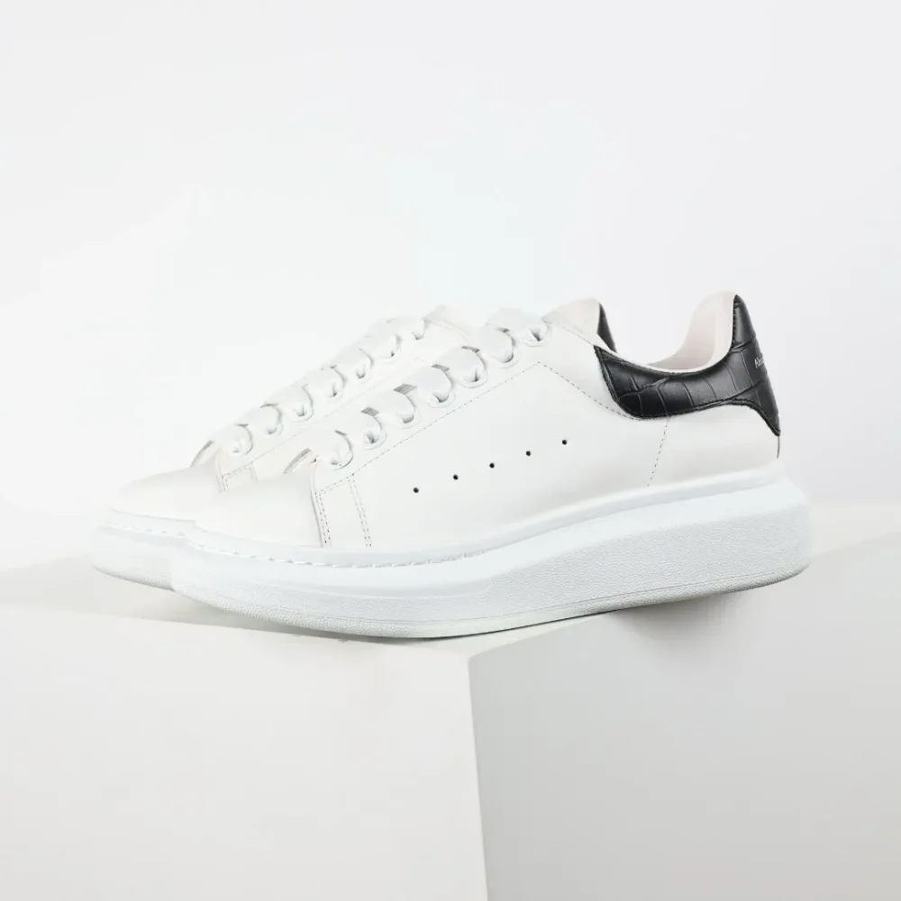 Alexander McQueen White Shoes “Black Crocodile Leather” - etkick reps