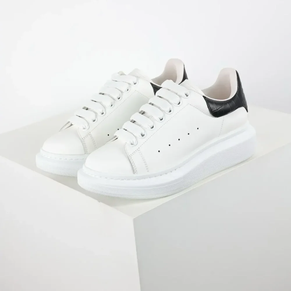 Alexander McQueen White Shoes “Black Crocodile Leather” - etkick reps