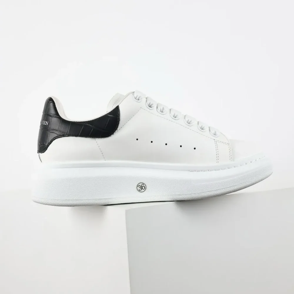 Alexander McQueen White Shoes “Black Crocodile Leather” - etkick reps