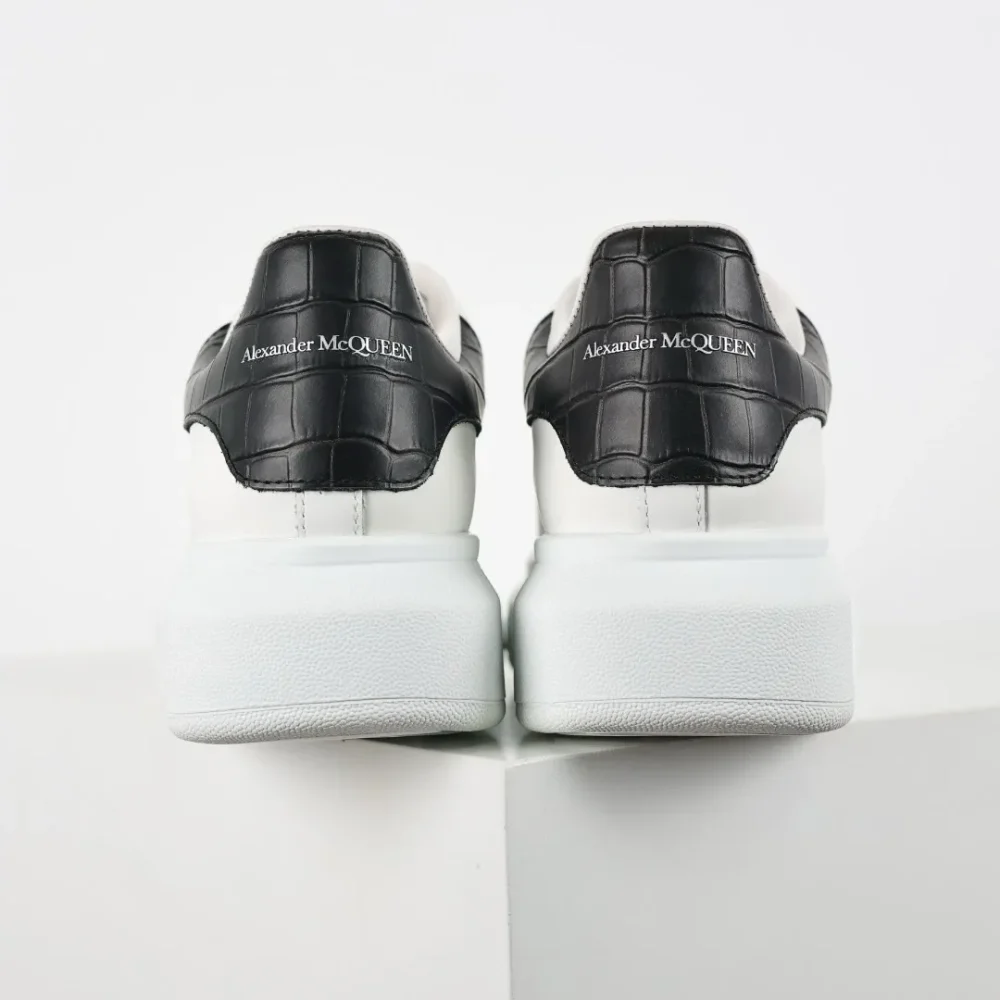 Alexander McQueen White Shoes “Black Crocodile Leather” - etkick reps