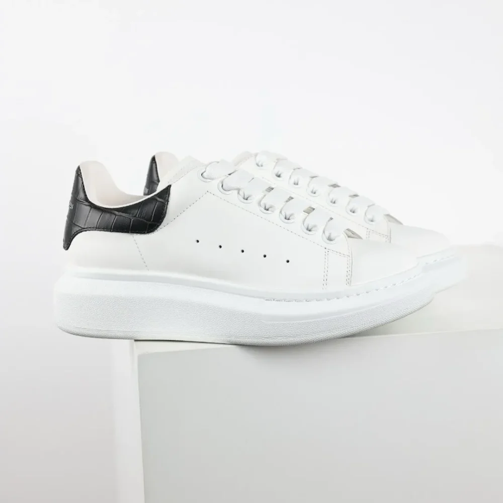 Alexander McQueen White Shoes “Black Crocodile Leather” - etkick reps