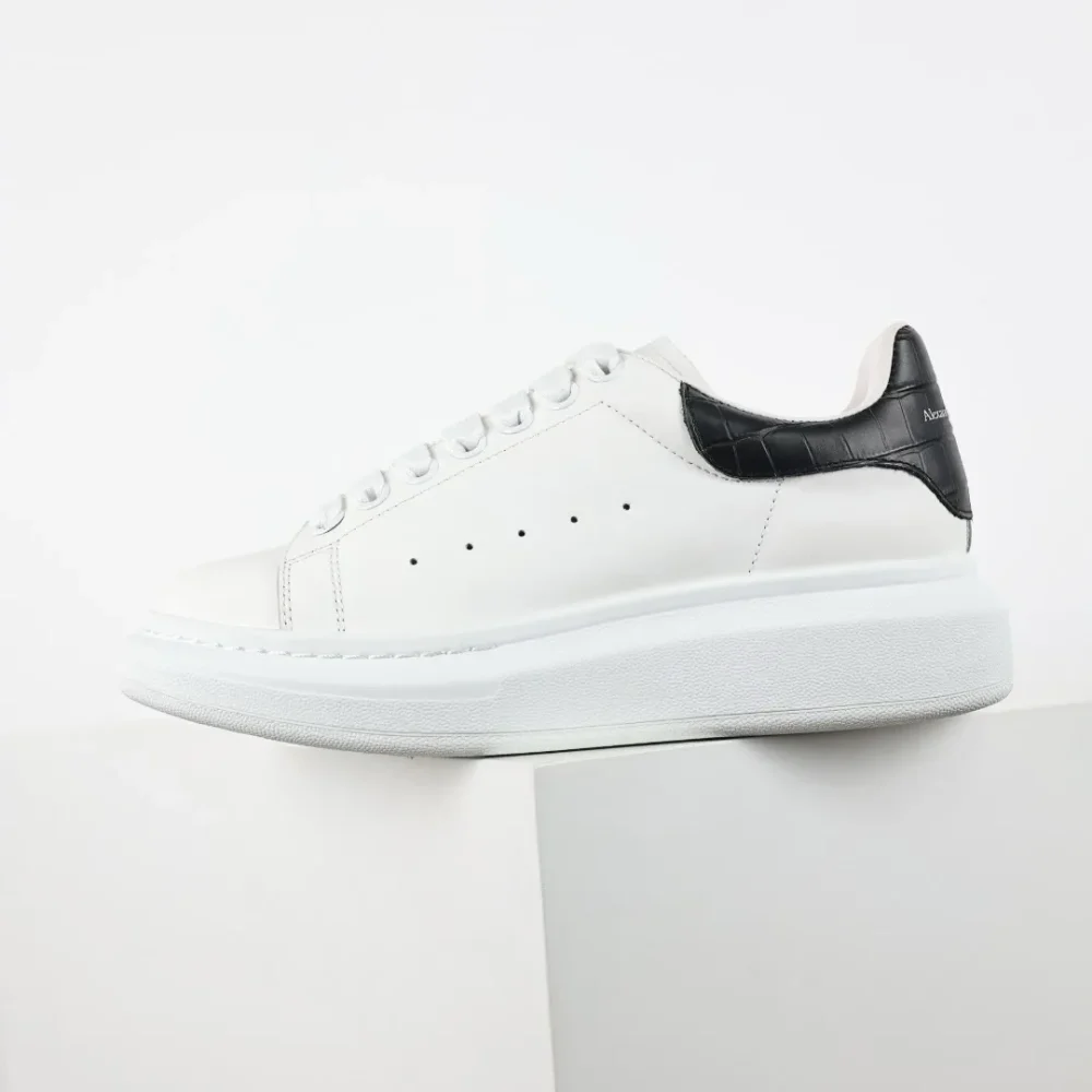 Alexander McQueen White Shoes “Black Crocodile Leather” - etkick reps