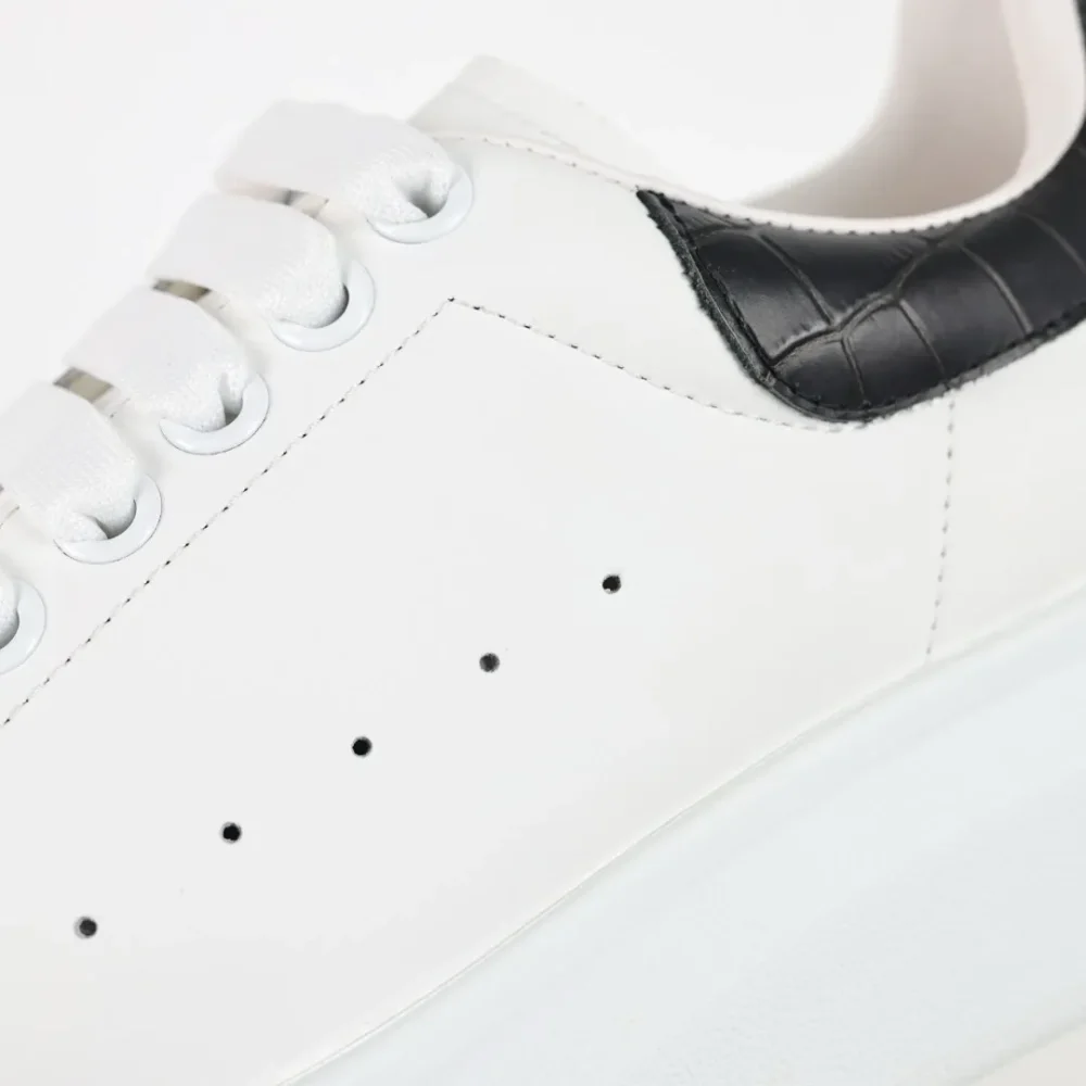 Alexander McQueen White Shoes “Black Crocodile Leather” - etkick reps