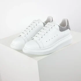 Alexander McQueen White Shoes "Gray Velvet Tail"