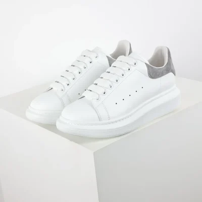 Alexander McQueen White Shoes “Gray Velvet Tail” - etkick reps