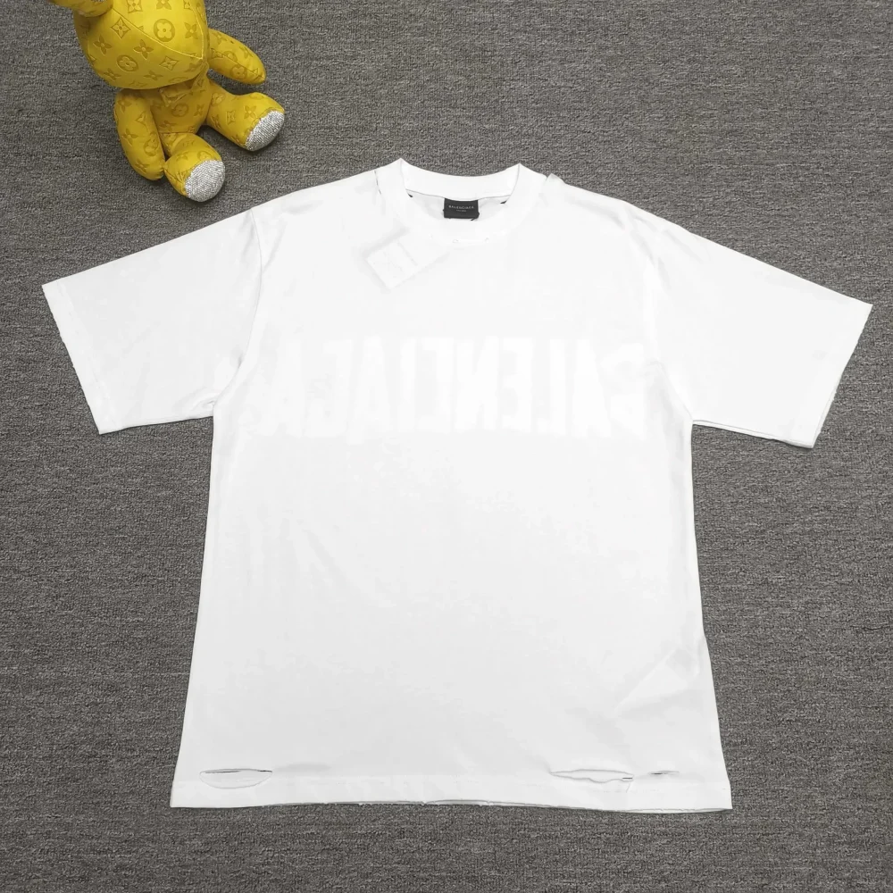 Balenciaga Tape Type T-Shirt Medium Cut In Raspberry White - etkick reps