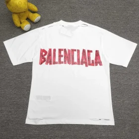 Balenciaga Tape Type T-Shirt Medium Cut In Raspberry White