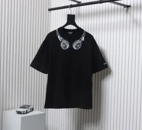 Balenciaga With Diamond Headphones Letter Logo Print T-Shirt