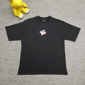 Balenciaga With Front And Back Logo Embroidery And Laminated Letter Logo Black T-Shirt