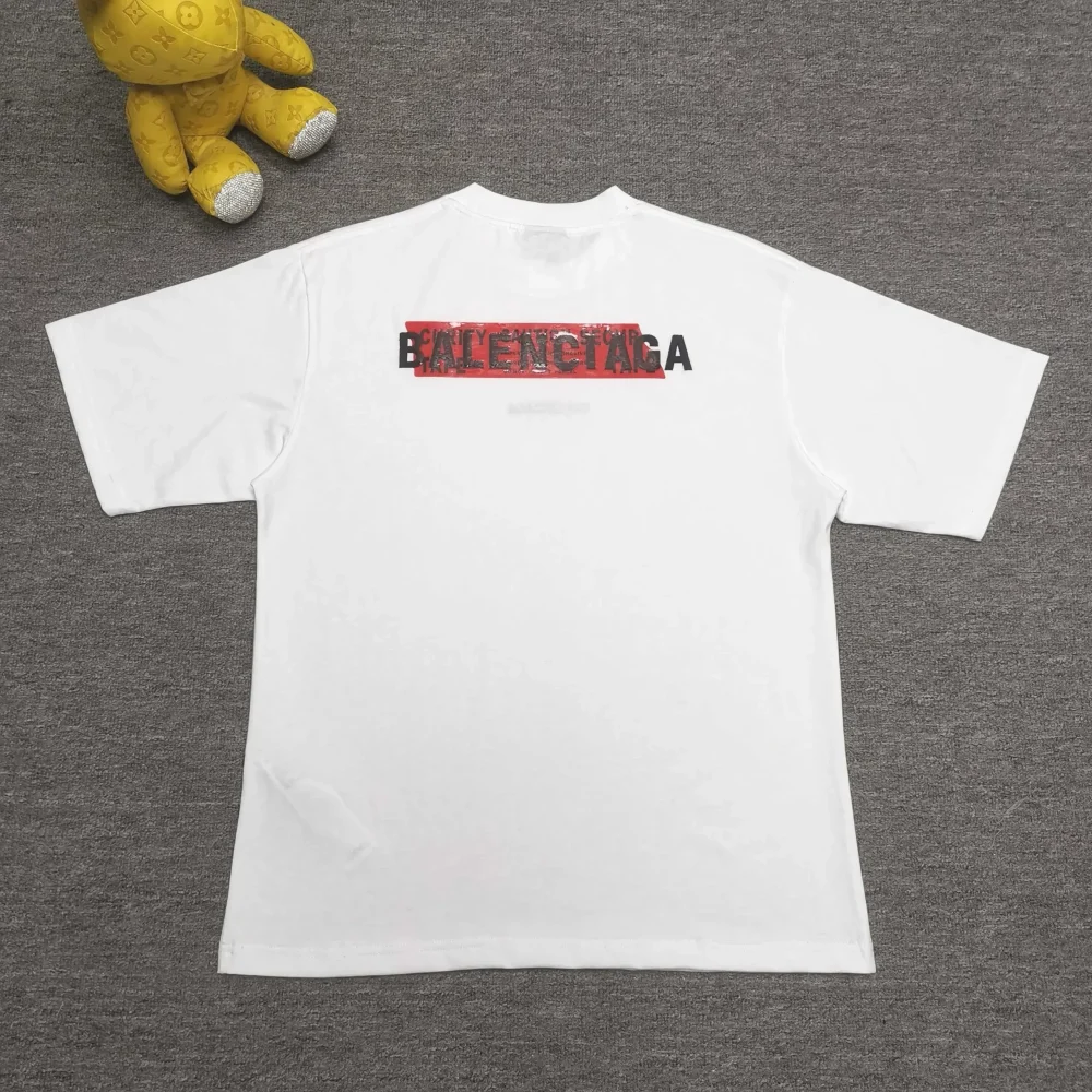 Balenciaga With Front And Back Logo Embroidery And Laminated Letter Logo Black T-Shirt - etkick reps
