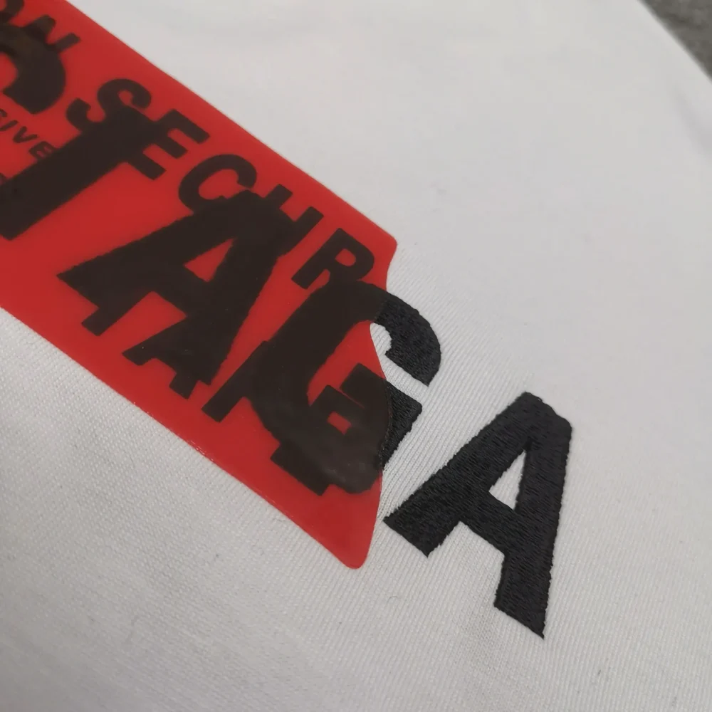 Balenciaga With Front And Back Logo Embroidery And Laminated Letter Logo Black T-Shirt - etkick reps