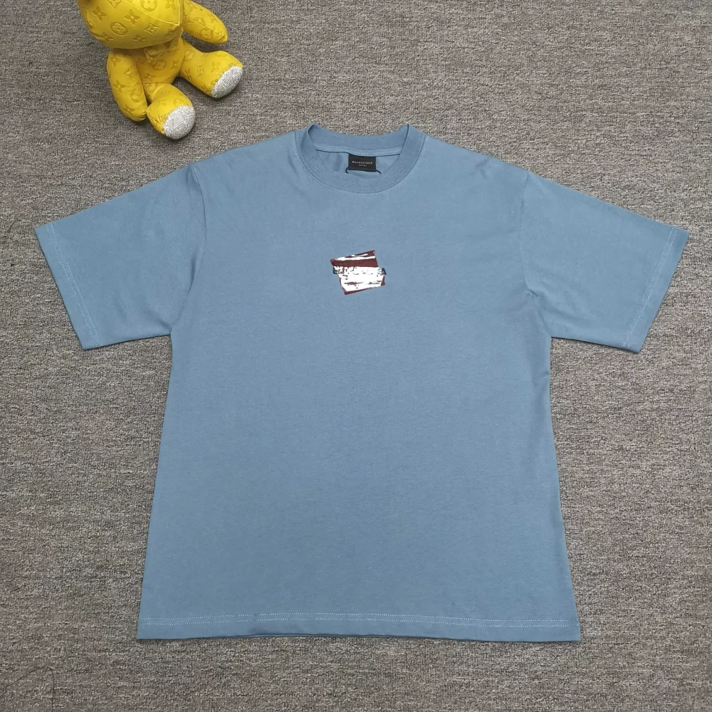 Balenciaga With Front And Back Logo Embroidery And Laminated Letter Logo Black T-Shirt - etkick reps