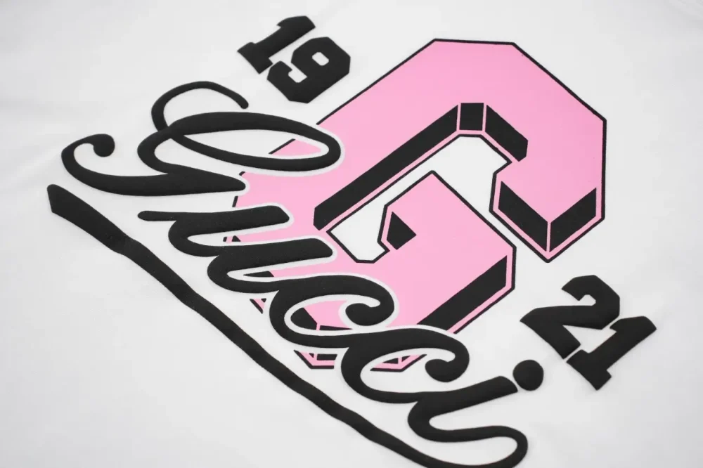1921 Pink G Letter Printed Short Sleeve White - etkick reps