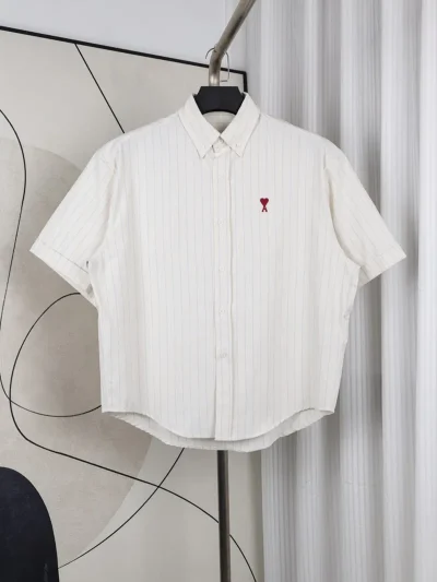 AMI Striped Shirt With Heart Embroidery - etkick reps