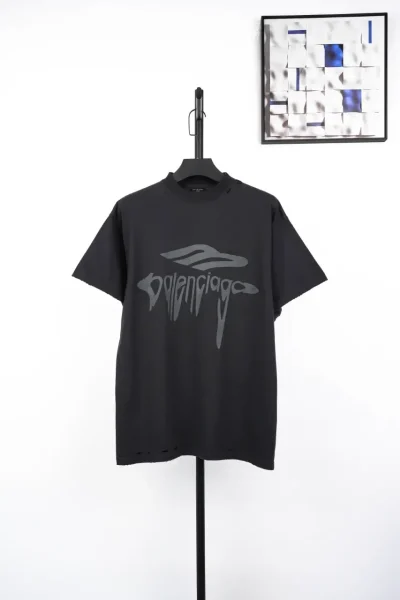 Balenciaga 3M Destruction Short Sleeve Black - etkick reps