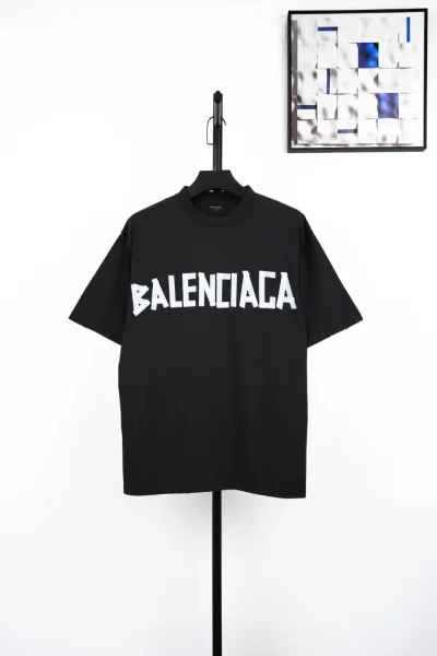 Balenciaga Classic White T-Shirt With Black Tape Print - etkick reps
