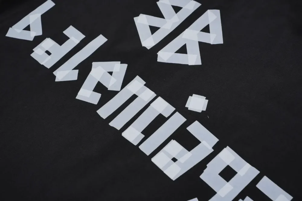 Balenciaga Classic White T-Shirt With Black Tape Print - etkick reps