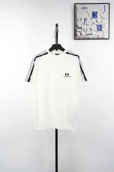 Balenciaga Ring Sleeves Web Short Sleeve White - etkick reps