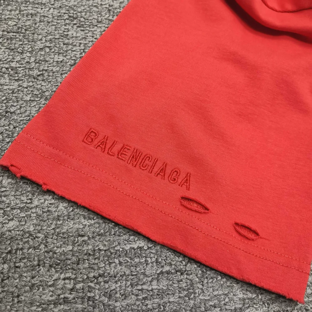 Balenciaga Short-Sleeved T-Shirt With Washed Pattern Red - etkick reps