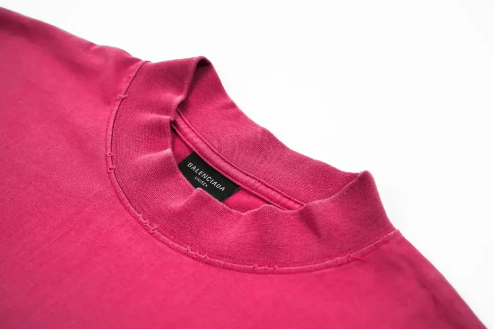 Balenciaga With Red Band And Letter Print Raspberry Red Short Sleeves - etkick reps