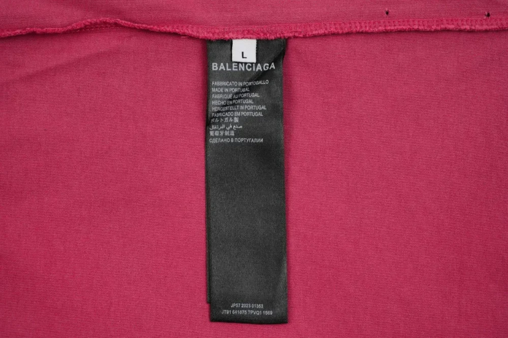 Balenciaga With Red Band And Letter Print Raspberry Red Short Sleeves - etkick reps