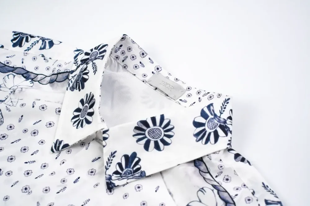 Childlike Flower Painting Long T-Shirt Blue - etkick reps