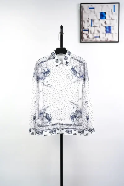 Childlike Flower Painting Long T-Shirt Blue - etkick reps