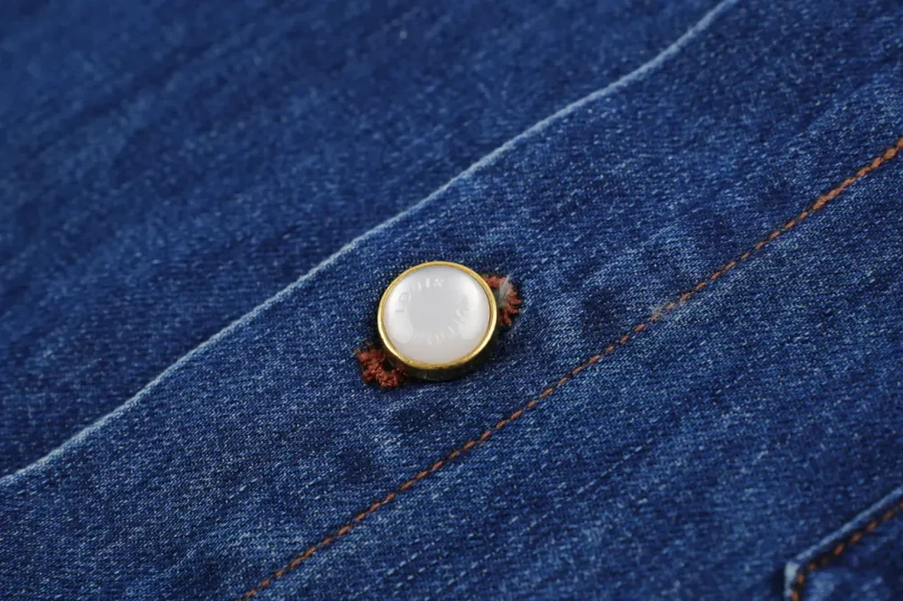 Denim Short-Sleeved Shirt With Small Logo On The Pocket Blue - etkick reps