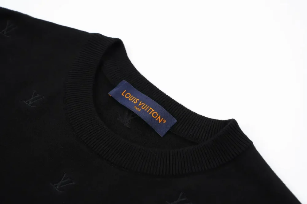 Jacquard Monogram Embroidery And Small Logo In Black Shirt - etkick reps