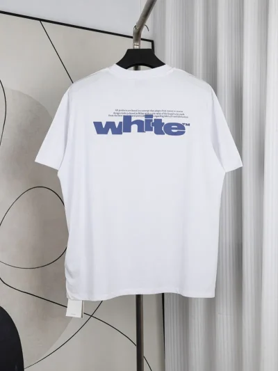 Off-White Blue T-Shirt With Letter Print - etkick reps