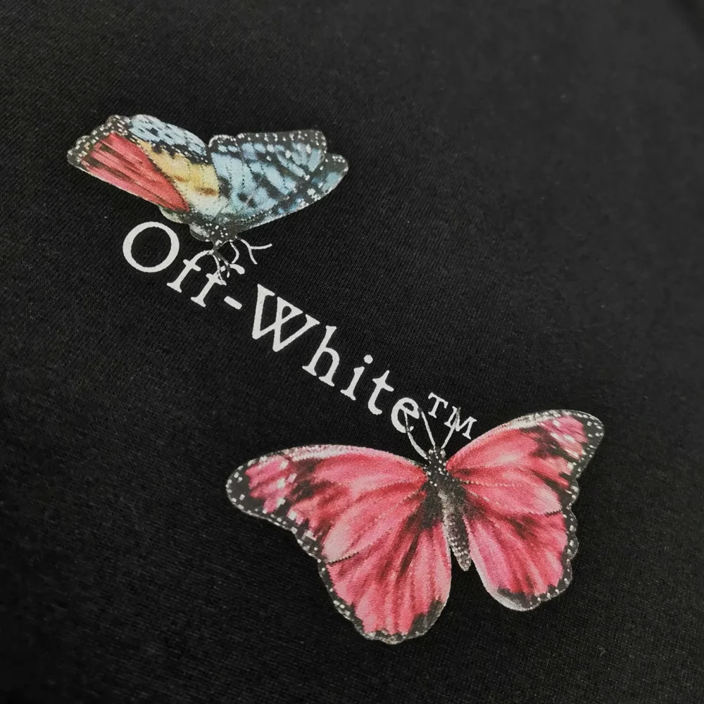 Off-White Loose Fit Short Sleeve T-Shirt with Butterfly Arrow Reps - etkick reps