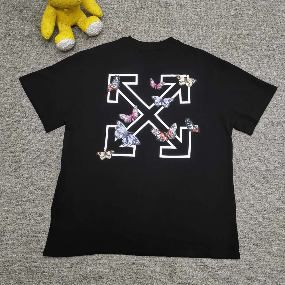 Off-White Loose Fit Short Sleeve T-Shirt with Butterfly Arrow Reps - etkick reps
