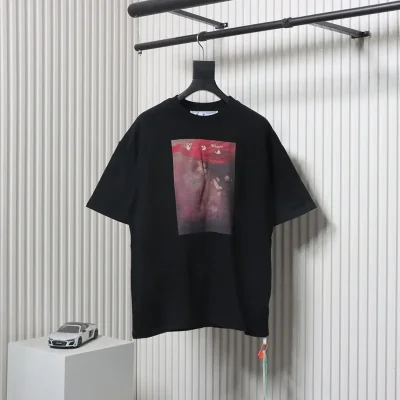 Off-White T-Shirt With Blurred Oil Painting Arrow Print - etkick reps