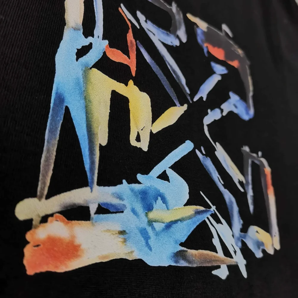 Off-White With Colorful Painted Words And A Loose Fit T-Shirt - etkick reps