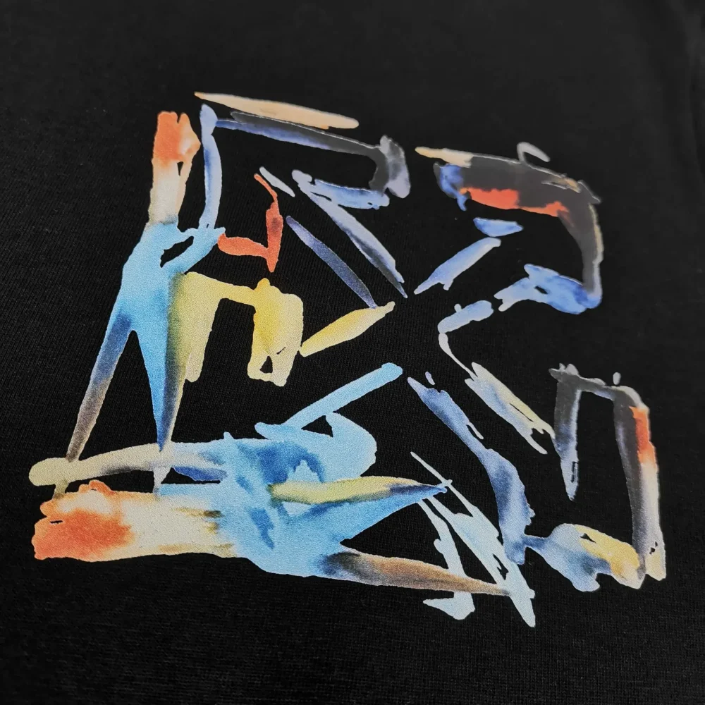 Off-White With Colorful Painted Words And A Loose Fit T-Shirt - etkick reps