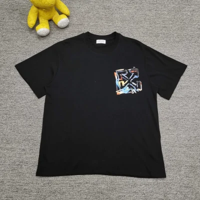 Off-White With Colorful Painted Words And A Loose Fit T-Shirt - etkick reps
