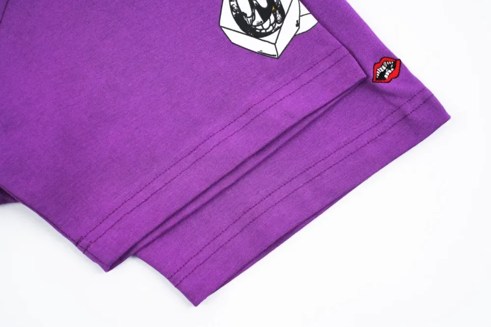 T-Shirt With Embroidery Print In Purple - etkick reps