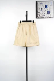 BU Corduroy Shorts With Signature Letters In Khaki