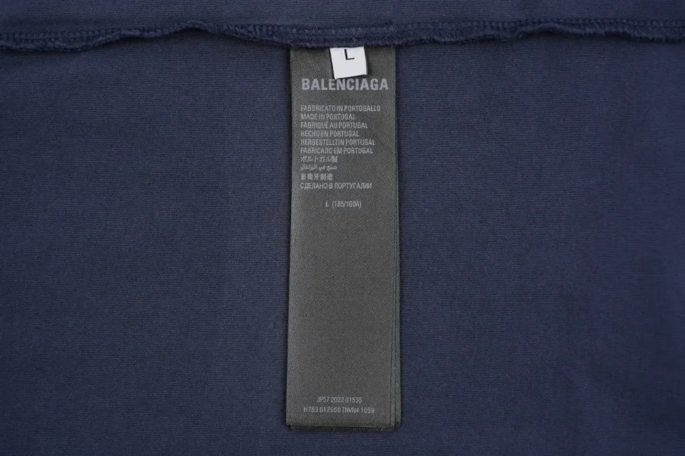 Balenciaga Bitcoin Double B Printed Ripped T-Shirt Dark Blue - Image 9