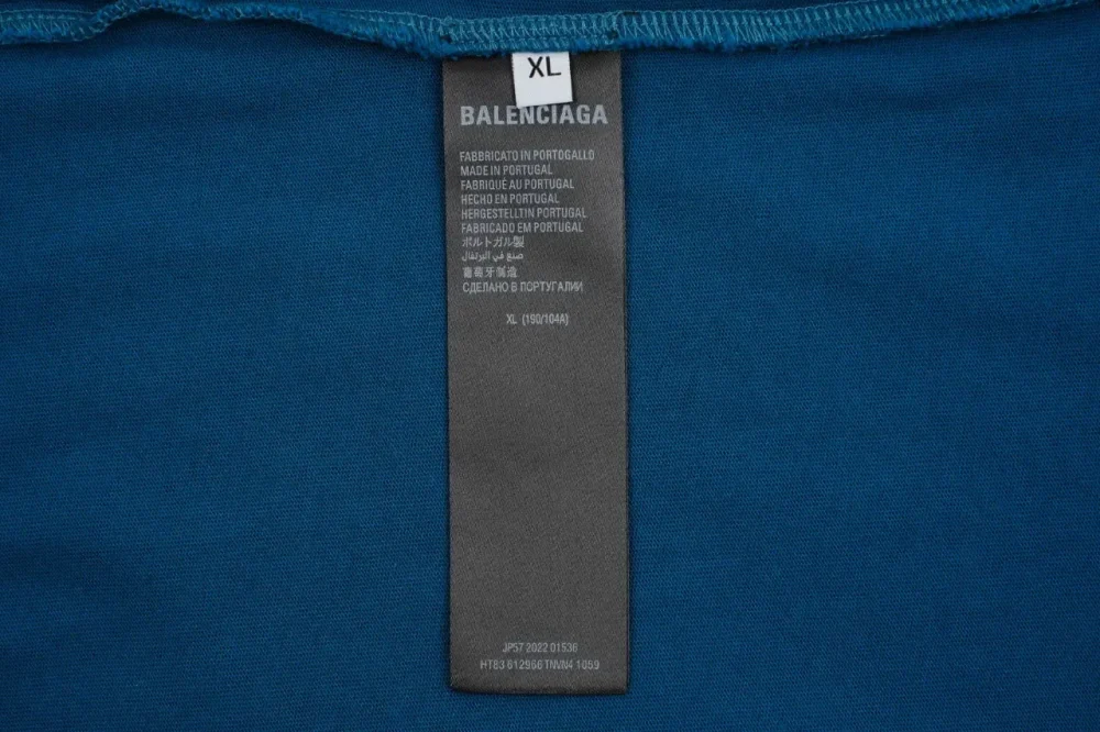 Balenciaga Destroyed Edition Coke Wave Embroidery T-Shirt Washed Blue Color - Image 9