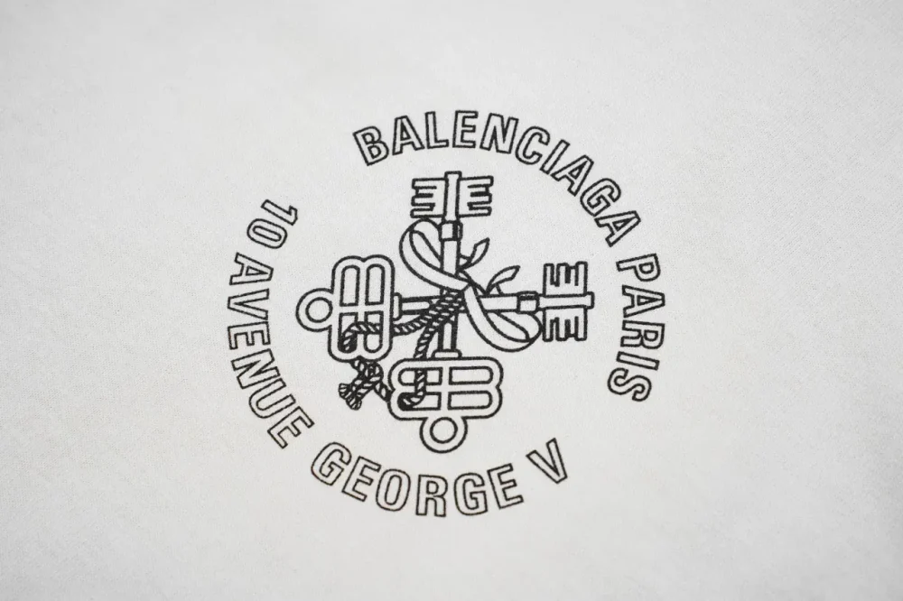 Balenciaga Double B Key Hollow Letter Print T-Shirt White - Image 5