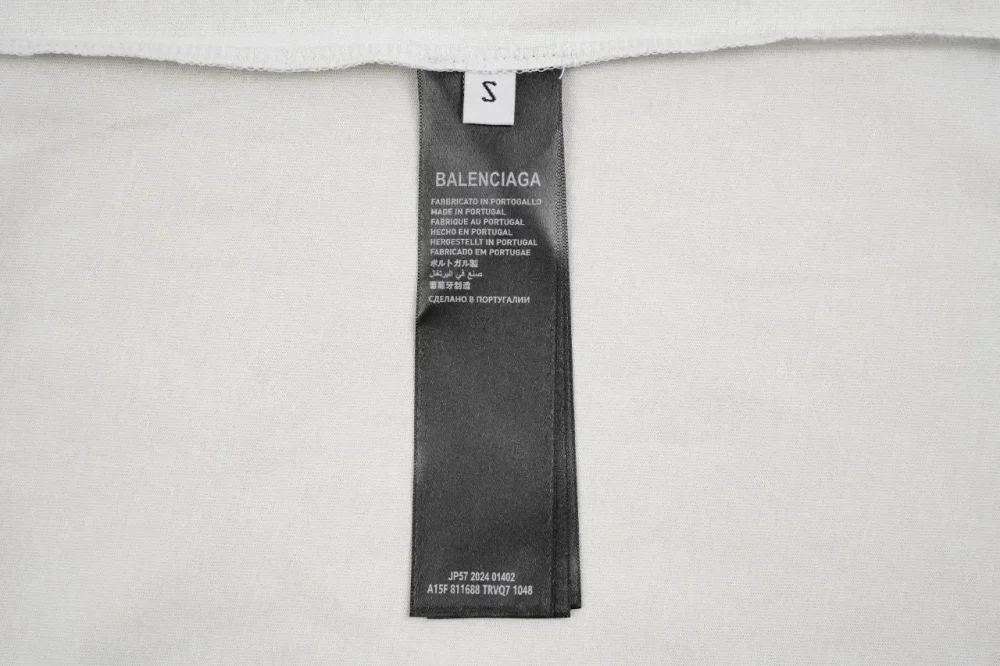 Balenciaga Double B Key Hollow Letter Print T-Shirt White - Image 9