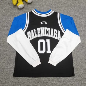 Balenciaga Multi-Layered Basketball Jersey In Black And Blue