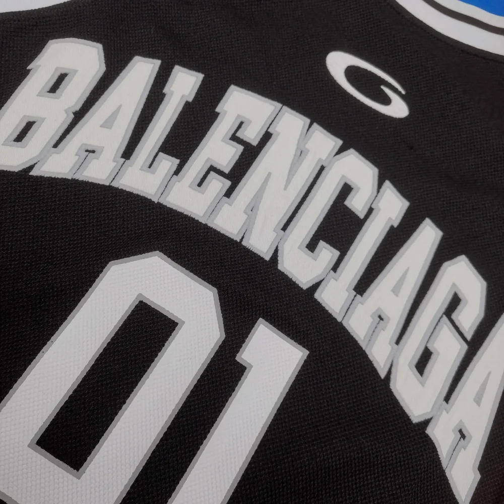 Balenciaga Multi-Layered Basketball Jersey In Black And Blue - etkick reps