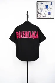 Balenciaga Rose Red Tape T-Shirt Black