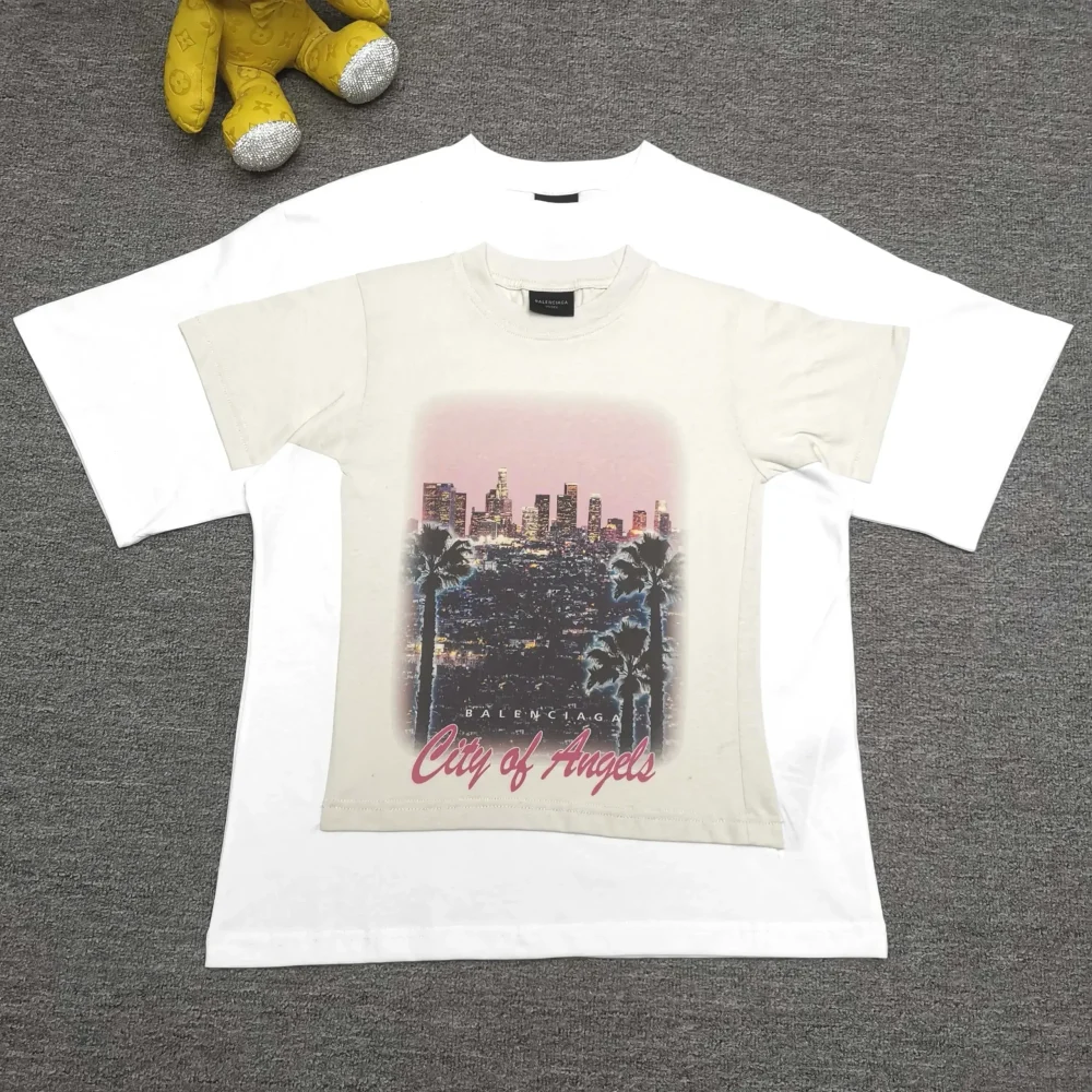 Balenciaga Round Neck Los Angeles Night View Shirt - etkick reps
