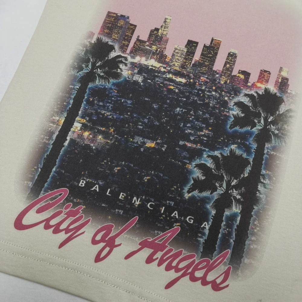 Balenciaga Round Neck Los Angeles Night View Shirt - etkick reps