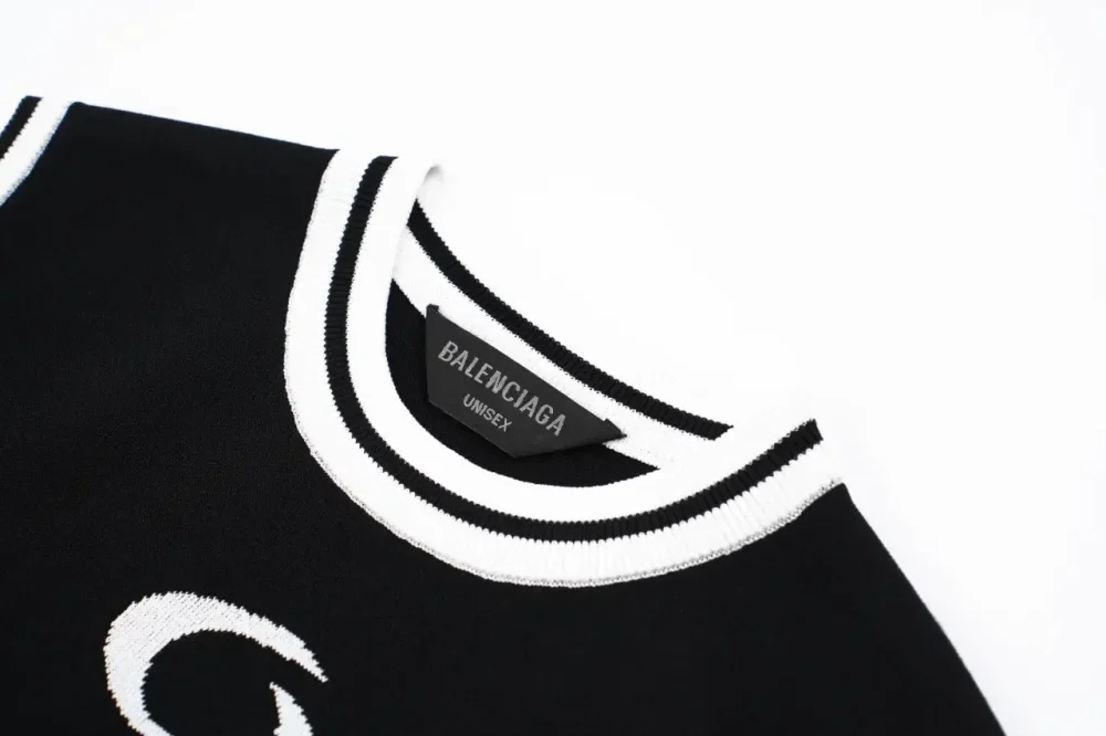 Balenciaga Sleeveless Knitted Vest Black And White - etkick reps