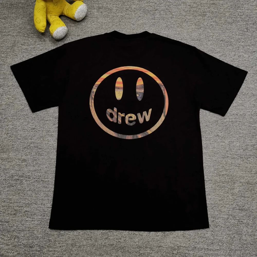 Drew House Colorful Hand-Painted T-Shirt With Ciolian Print For Couples In Black - etkick reps